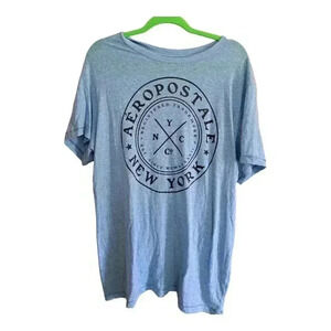 Aeropostale Mens XL Tee Shirt Top Powder Light‎ Blue Graphic Print